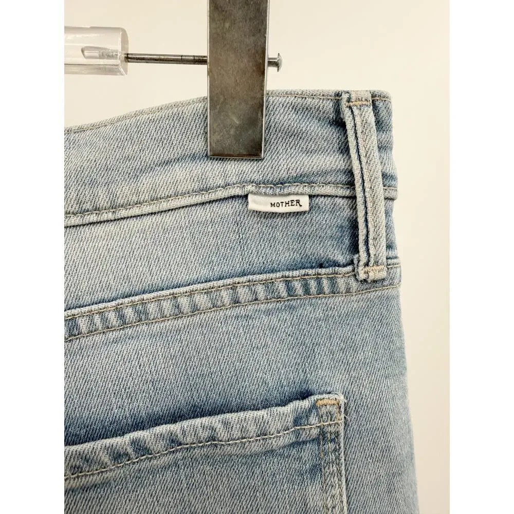 MOTHER Jeans Kick It Ankle Fray Light Blue Wash Straight Leg Ankle Denim NWT 31 - Picture 9 of 13